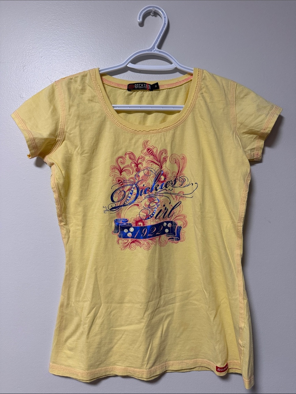Y2K Dickies Yellow Graphic Scoop Neck Tee
